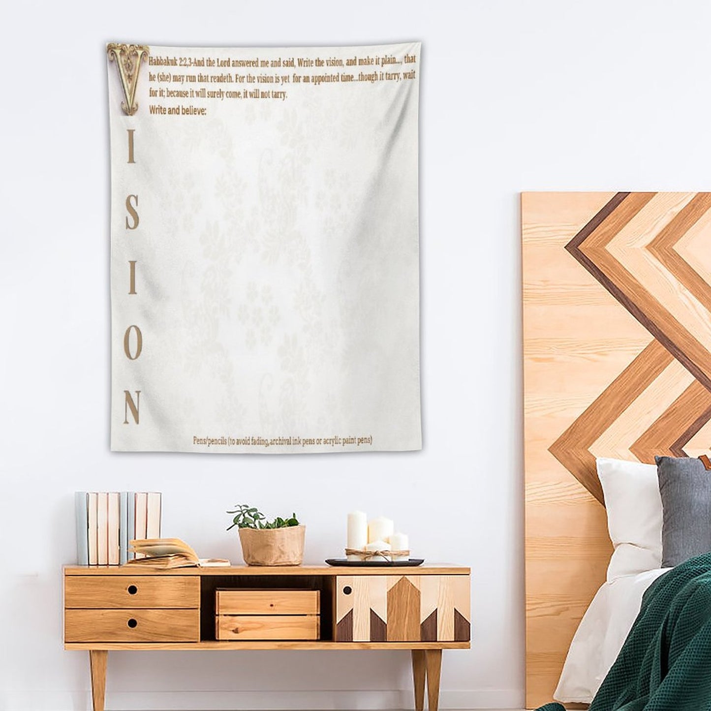 Wall Art with Vertical Tapestry