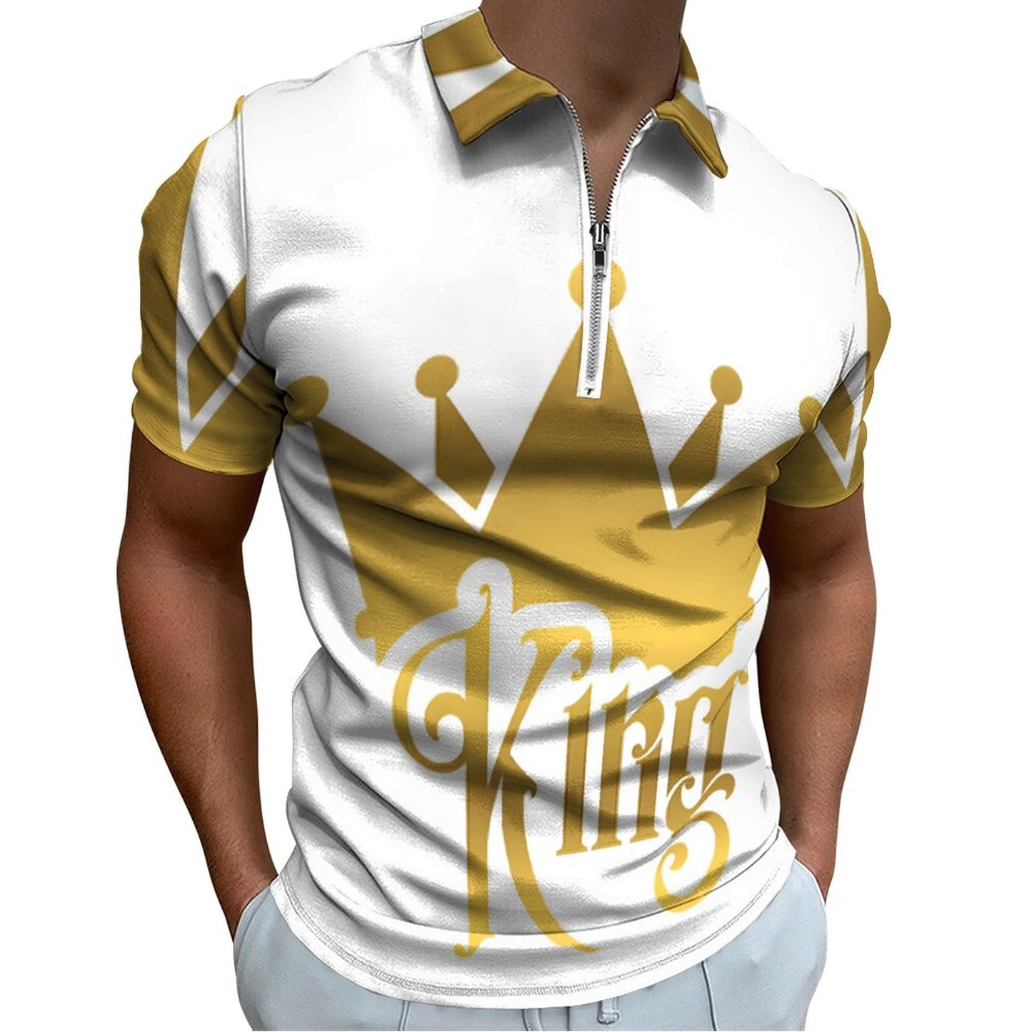 Men's Short Sleeve POLO Shirt with Zipper B470 (All-Over Printing)