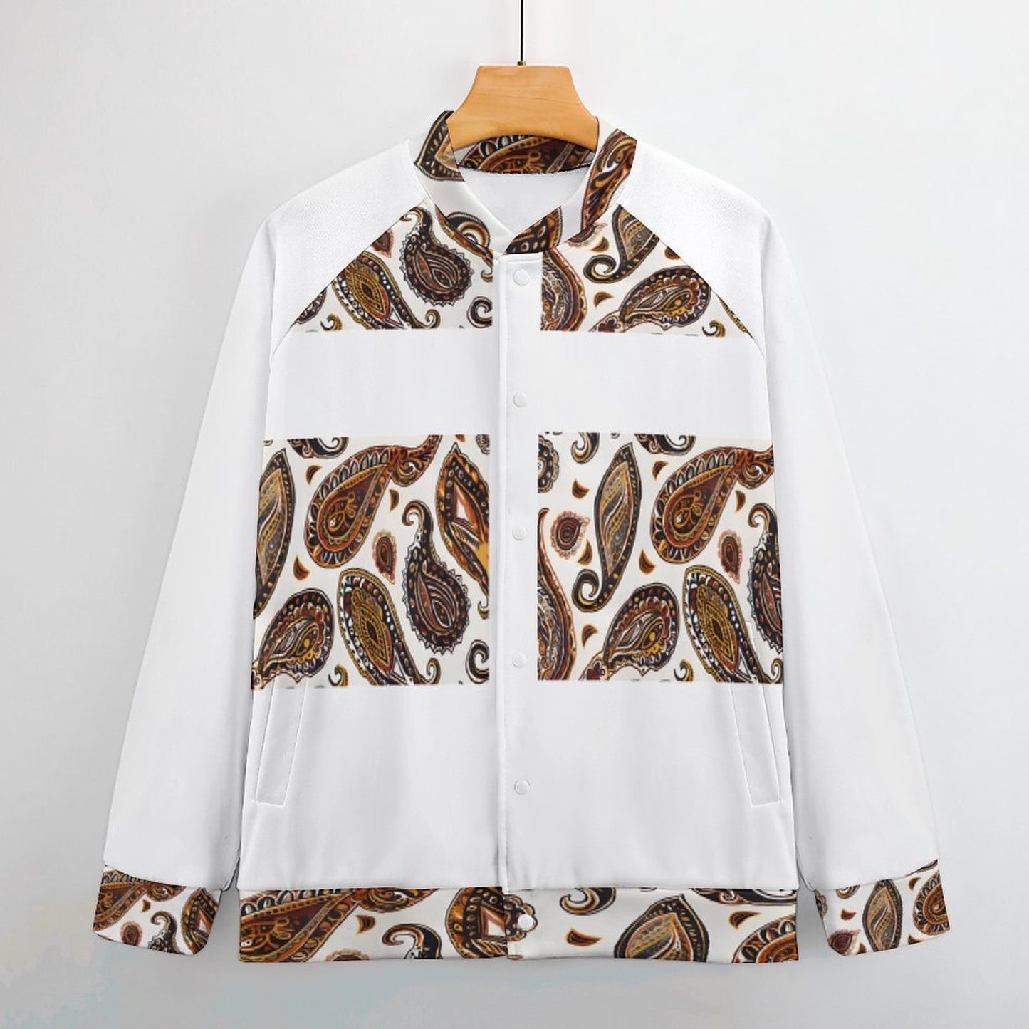 ORANGE PAISLEY Men's Baseball Jacket-*2XS-6XL