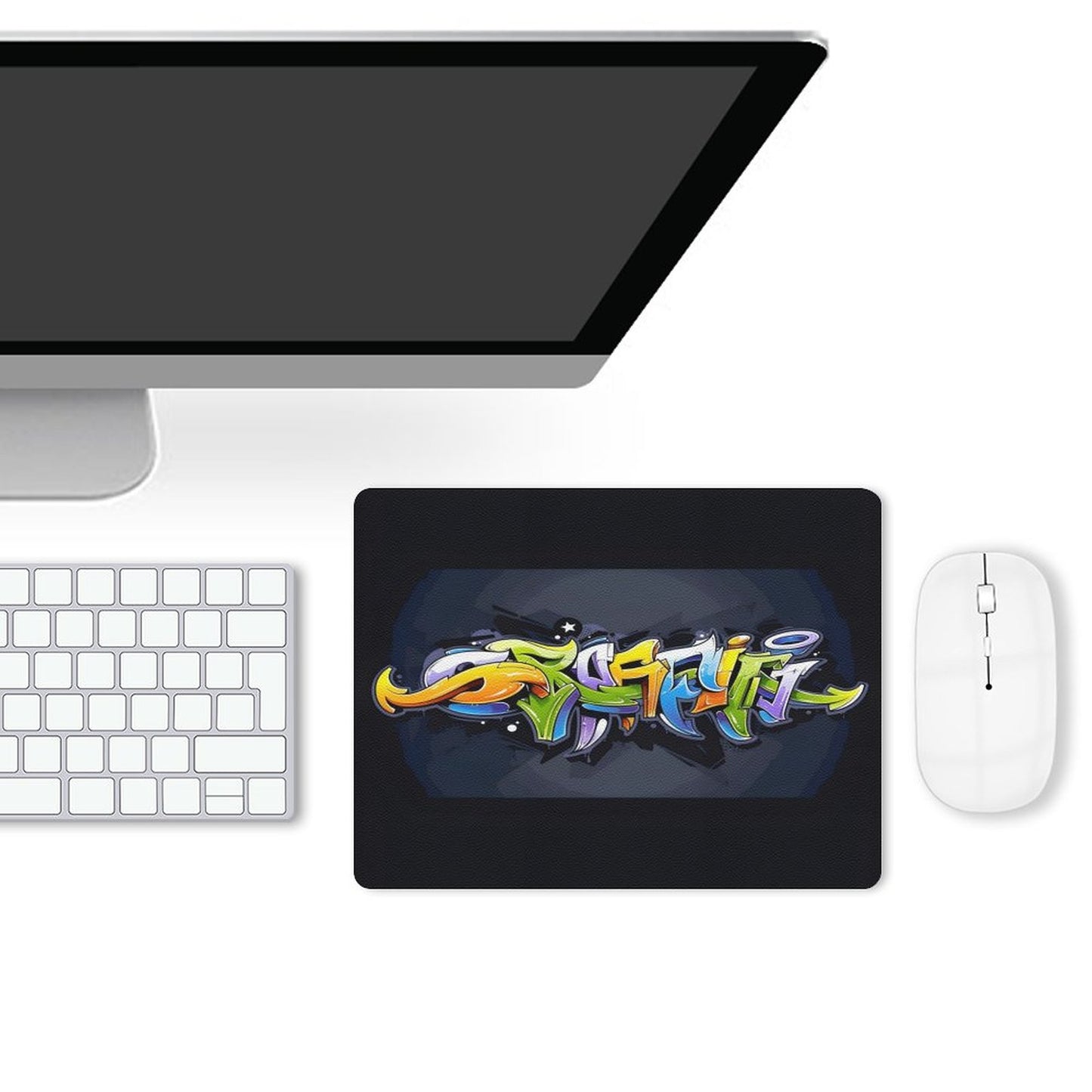 COLORFUL GRAFFITI PU Leather Mouse Pad