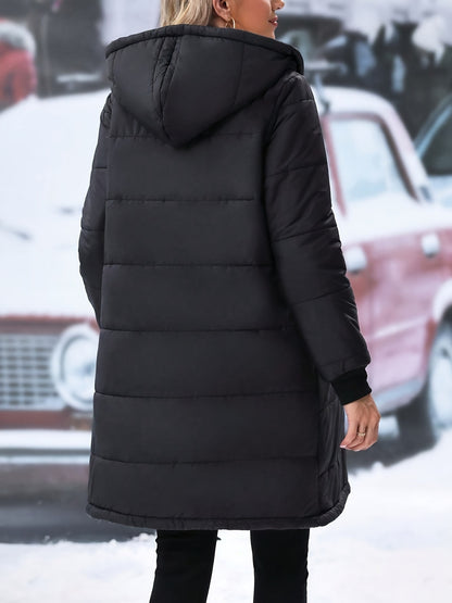 Plus Size Zip Up Hooded Winter Coat-1XL-5XL