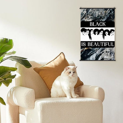 Canvas Hanging Poster with Scrolls-16"x24"/ 40x60cm-BLACK IS BEAUTIFUL