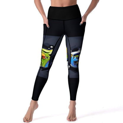 COLORFUL GRAFFITI Yoga Pants with 2 Pockets-SMALL-2XL