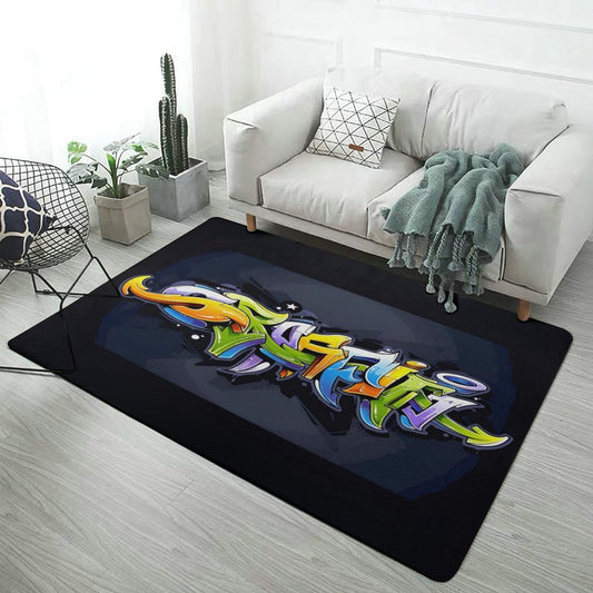COLORFUL GRAFFITI Coral Velvet LARGE Floor Mat for Home (LR/BR)-60"x40" (anti-skid)