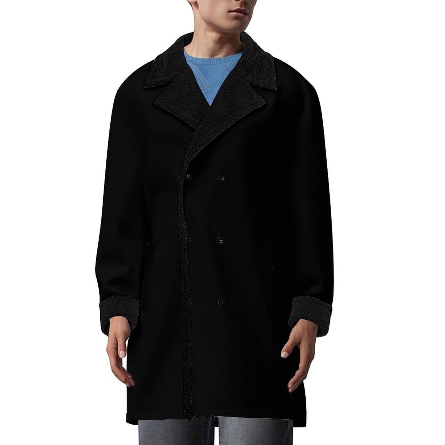 Double Breasted Suit Collar Trench Coat(All-Over Printing)