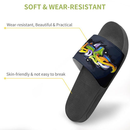 COLORFUL GRAFFITI Unisex PVC Slippers or Slides (white or black soles)