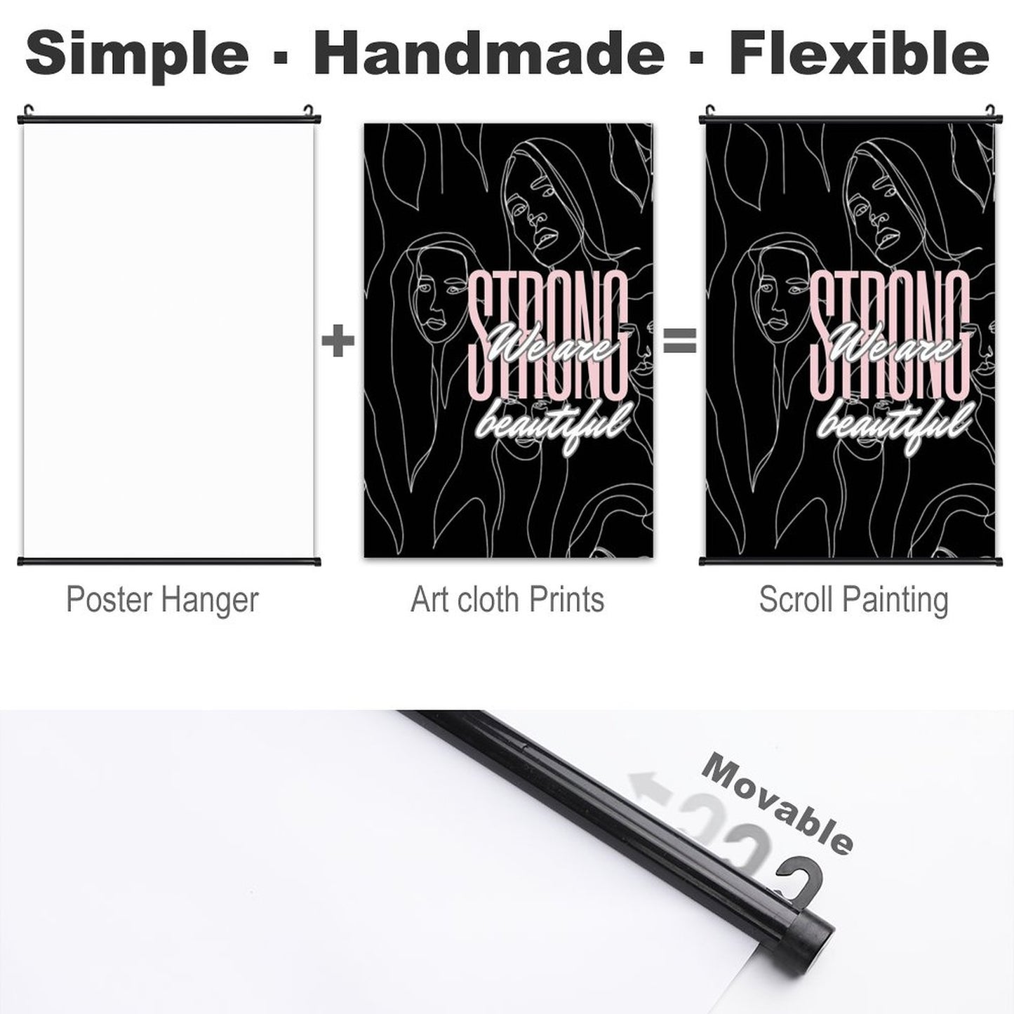 Canvas Hanging Poster with Scrolls-16"x24"/ 40x60cm-STRONG & BEAUTFUL
