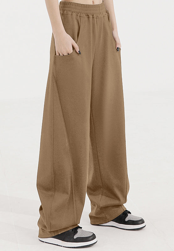 Elastic Waist Sweatpants with Pockets (black/tan/grey)-SMALL-2XL