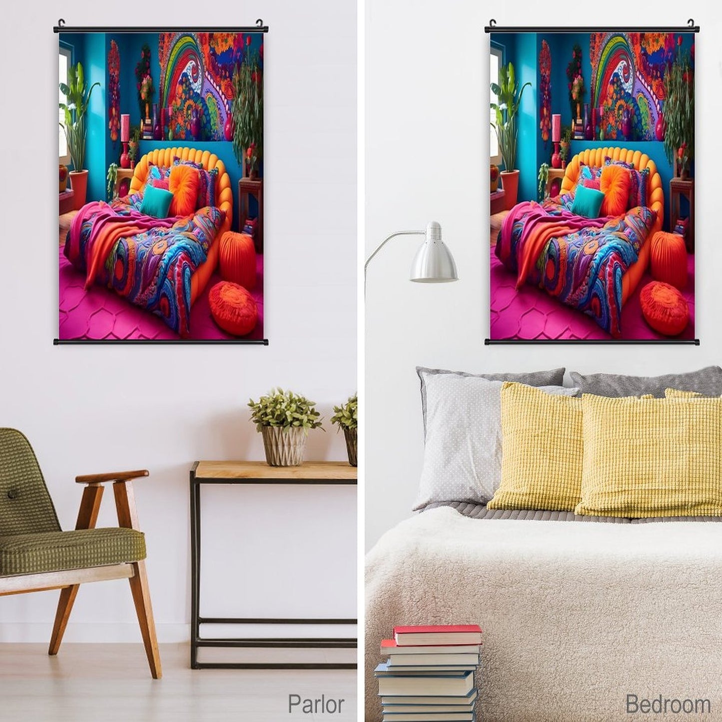 Canvas Hanging Poster with Scrolls-16"x24"/ 40x60cm