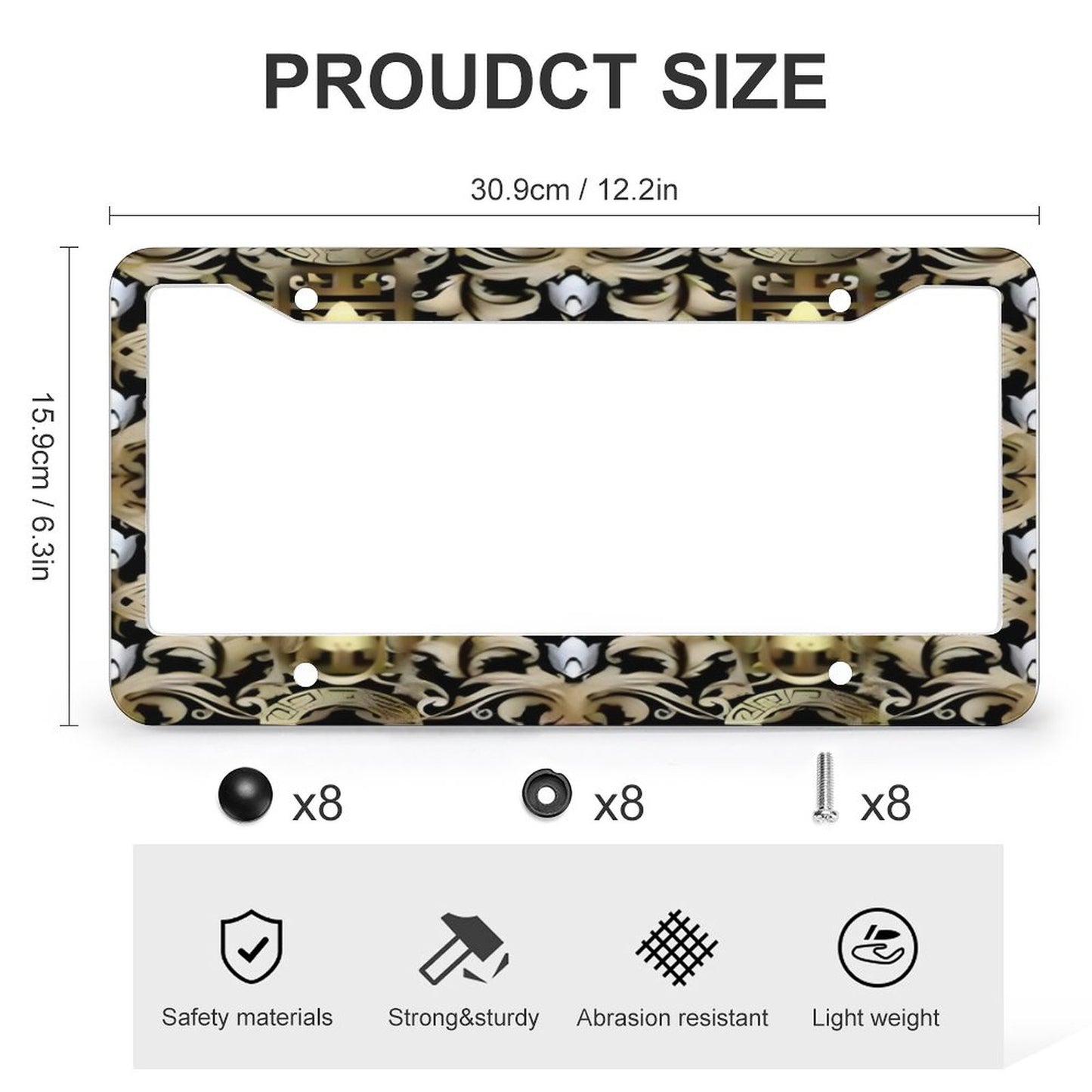 License Plate Frames with 4 Round Holes (1 Pair)