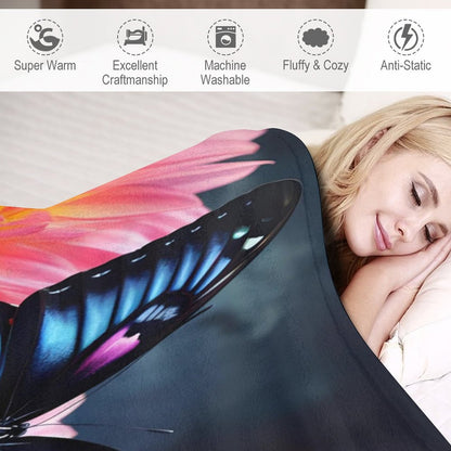BLUE BUTTERFLY 280gsm Flannel Blanket-70"x80" (Dual-sided Printing)