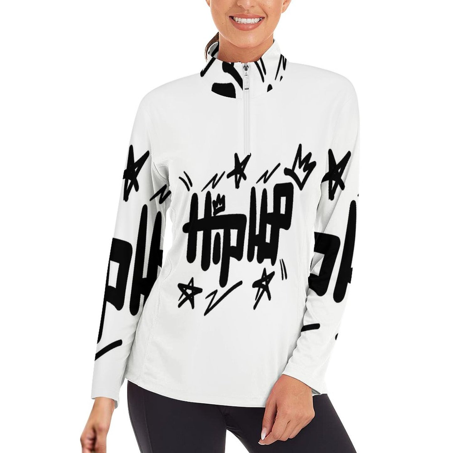 1/4 Zipper Long Sleeve Zip Gym Top DS007 (All-Over Printing)