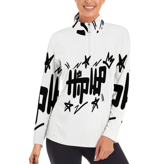 1/4 Zipper Long Sleeve Zip Gym Top DS007 (All-Over Printing)