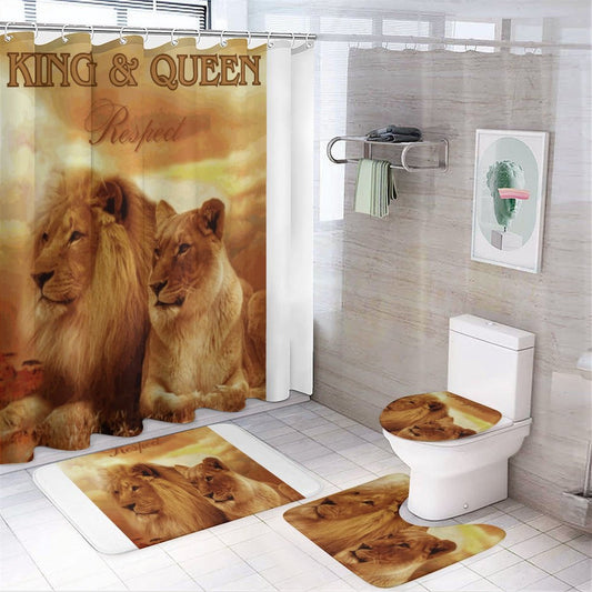 Shower Curtain Set with 3 Rugs