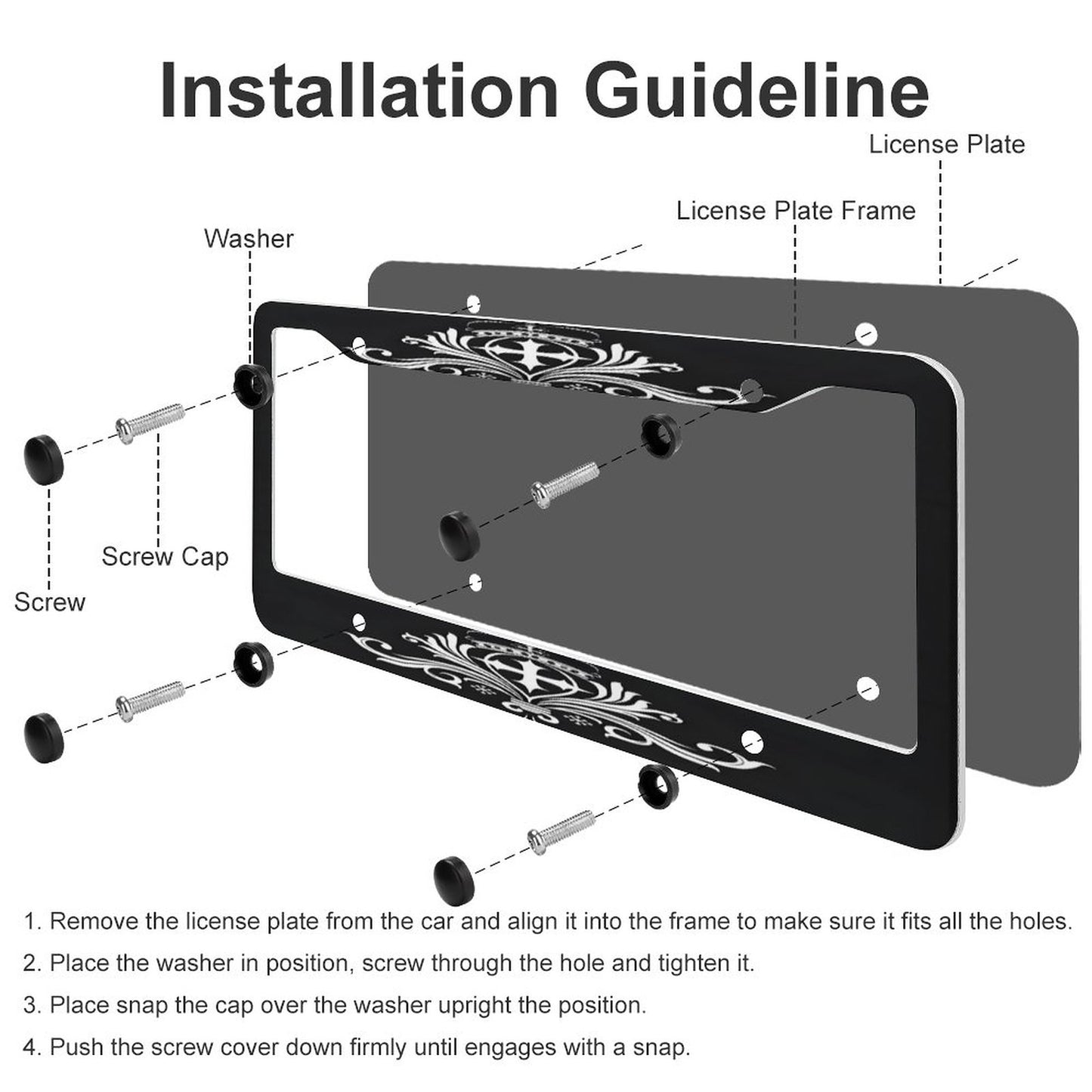 License Plate Frames with 4 Round Holes (1 Pair)