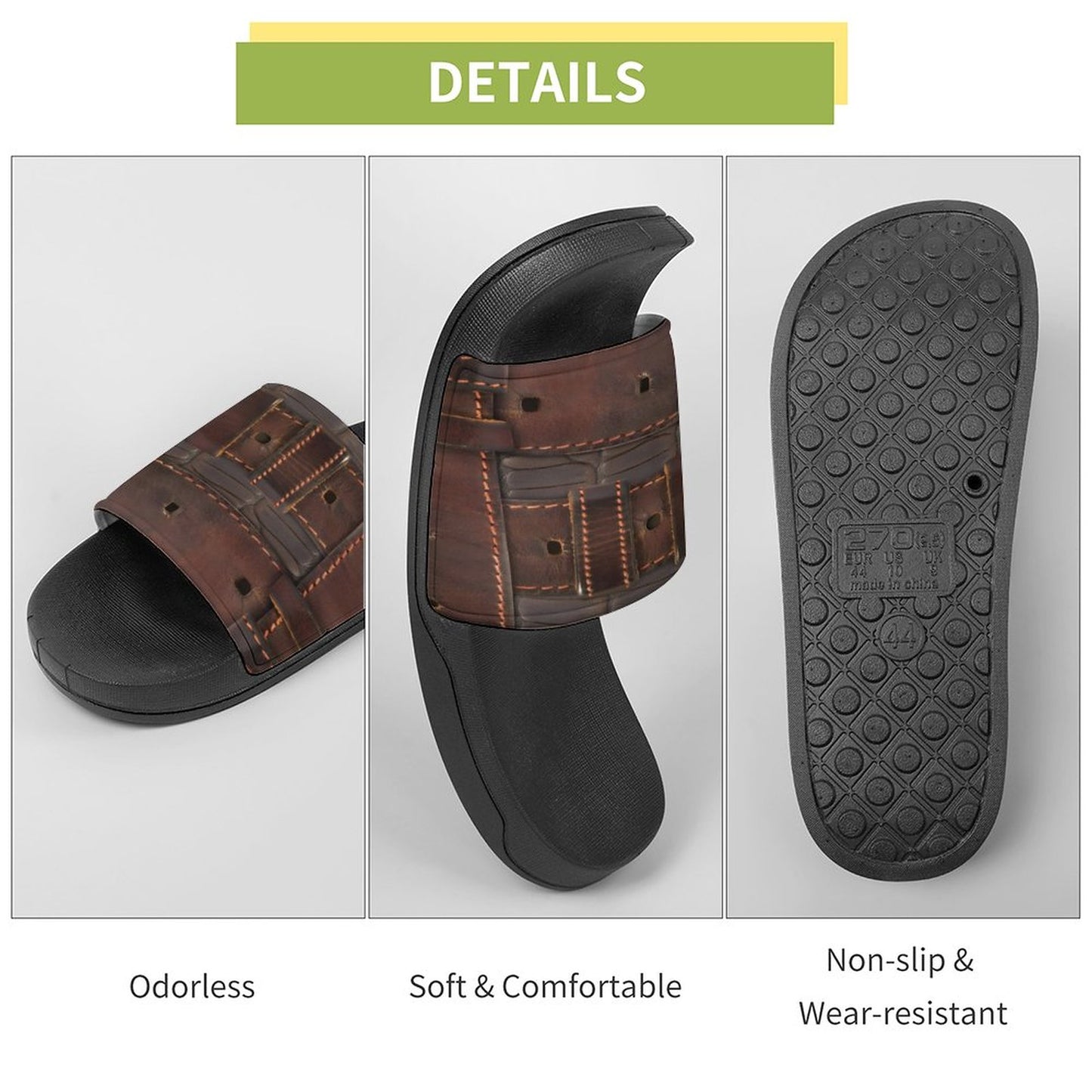 RUGGED LEATHER BUCKLE PRINT Unisex PVC Slippers