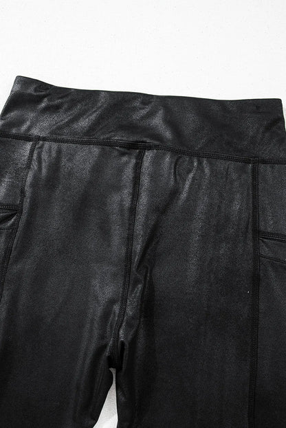 Pocketed V-Cut Waist Leggings-small-XL