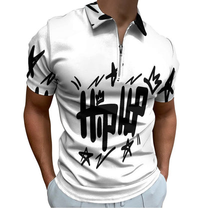 Men's Short Sleeve POLO Shirt with Zipper B470 (All-Over Printing)
