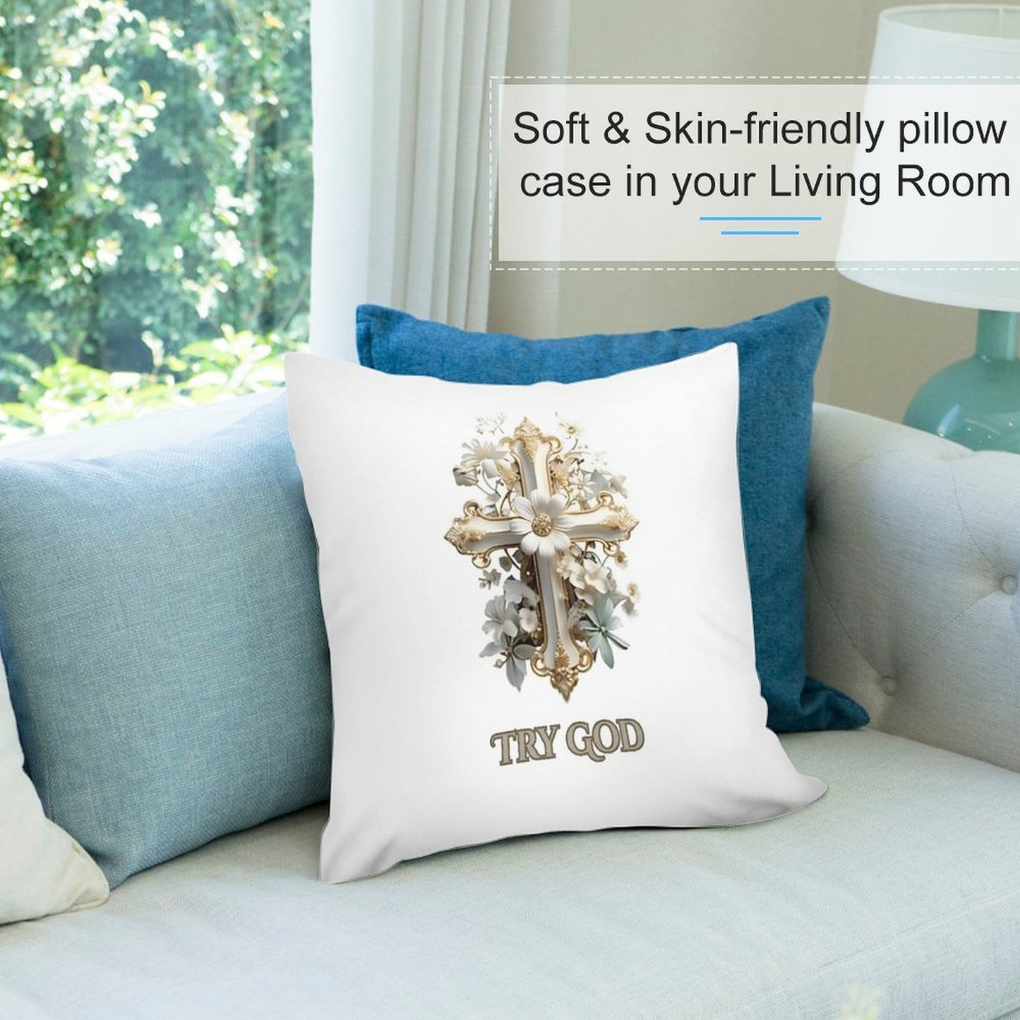 Short Plush Pillow Cover(Dual-sided Printing)-TRY GOD