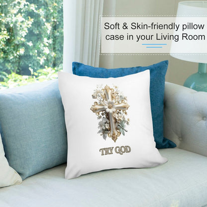 Short Plush Pillow Cover(Dual-sided Printing)-TRY GOD
