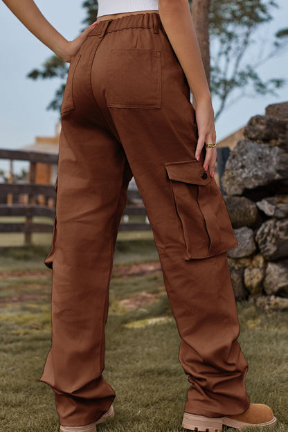 UNSEX Loose Fit Long Cargo Pants with Pockets-SMALL-2XL