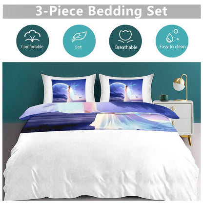 3-Piece Bedding Set-90"x90"/ 229x229cm (Dual-sided Printing)