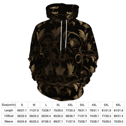 BLACK & GOLD ACCENT Men's Hoodie with Double-layer Cap-SMALL-6XL