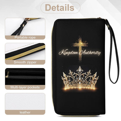 Leather Wallet with Wristlet Strap (2 Pictures on 2 Sides)