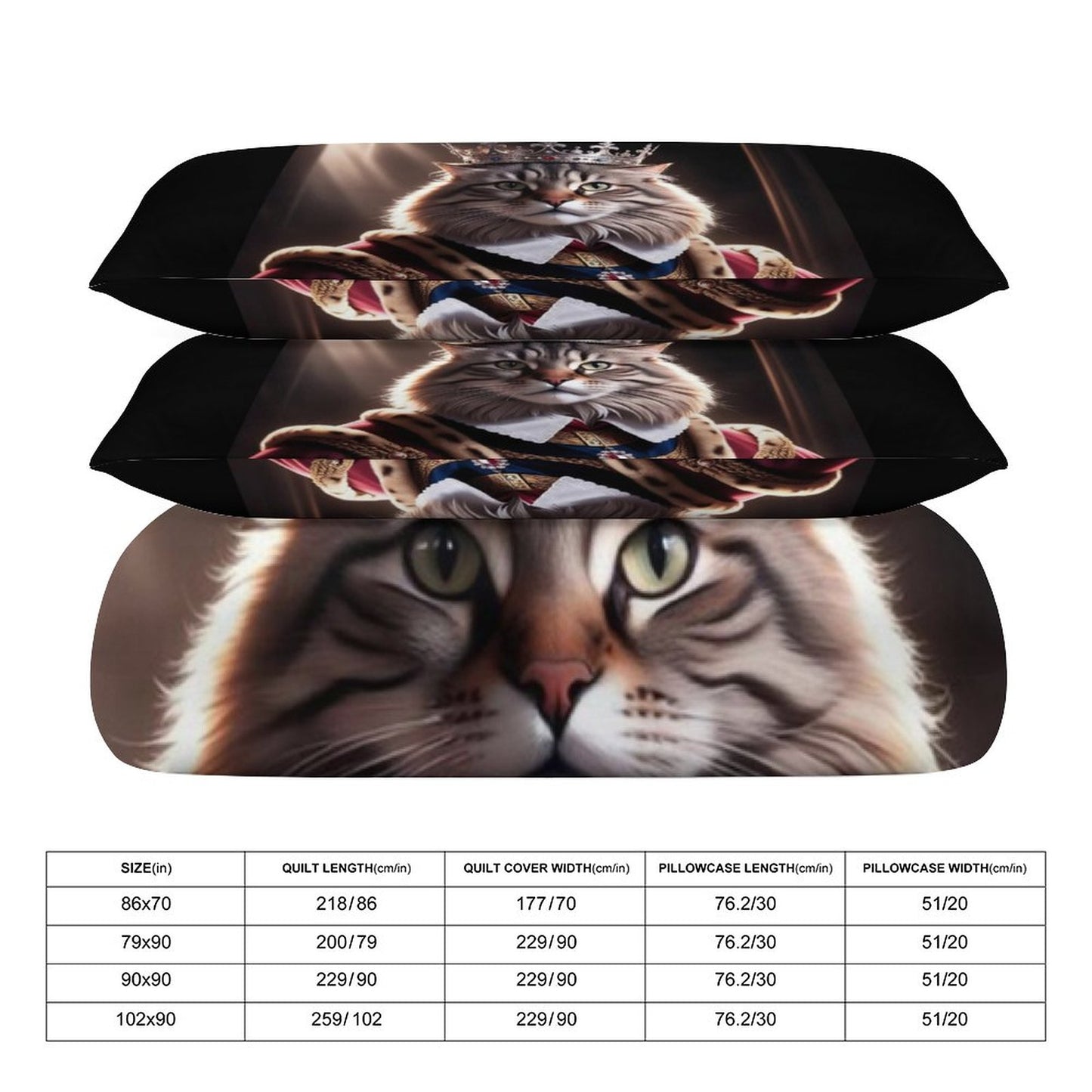 3-Piece Bedding Set-90"x90"/ 229x229cm (Dual-sided Printing)