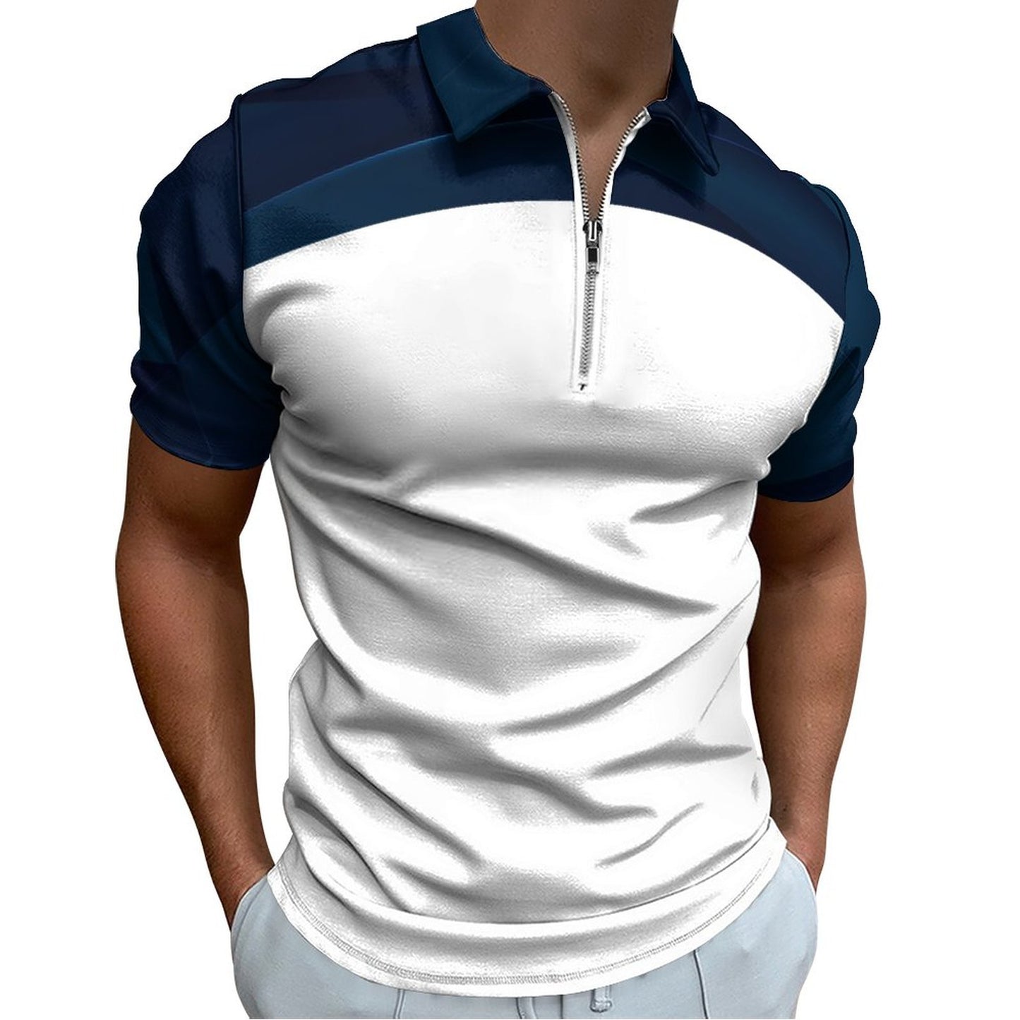 Men's Short Sleeve POLO Shirt with Zipper B470 (All-Over Printing)