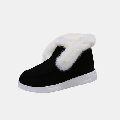 Furry Suede Snow Boots (brown/black/dark grey)