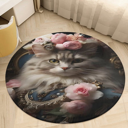 Round Coral Velvet Warm Floor Mat