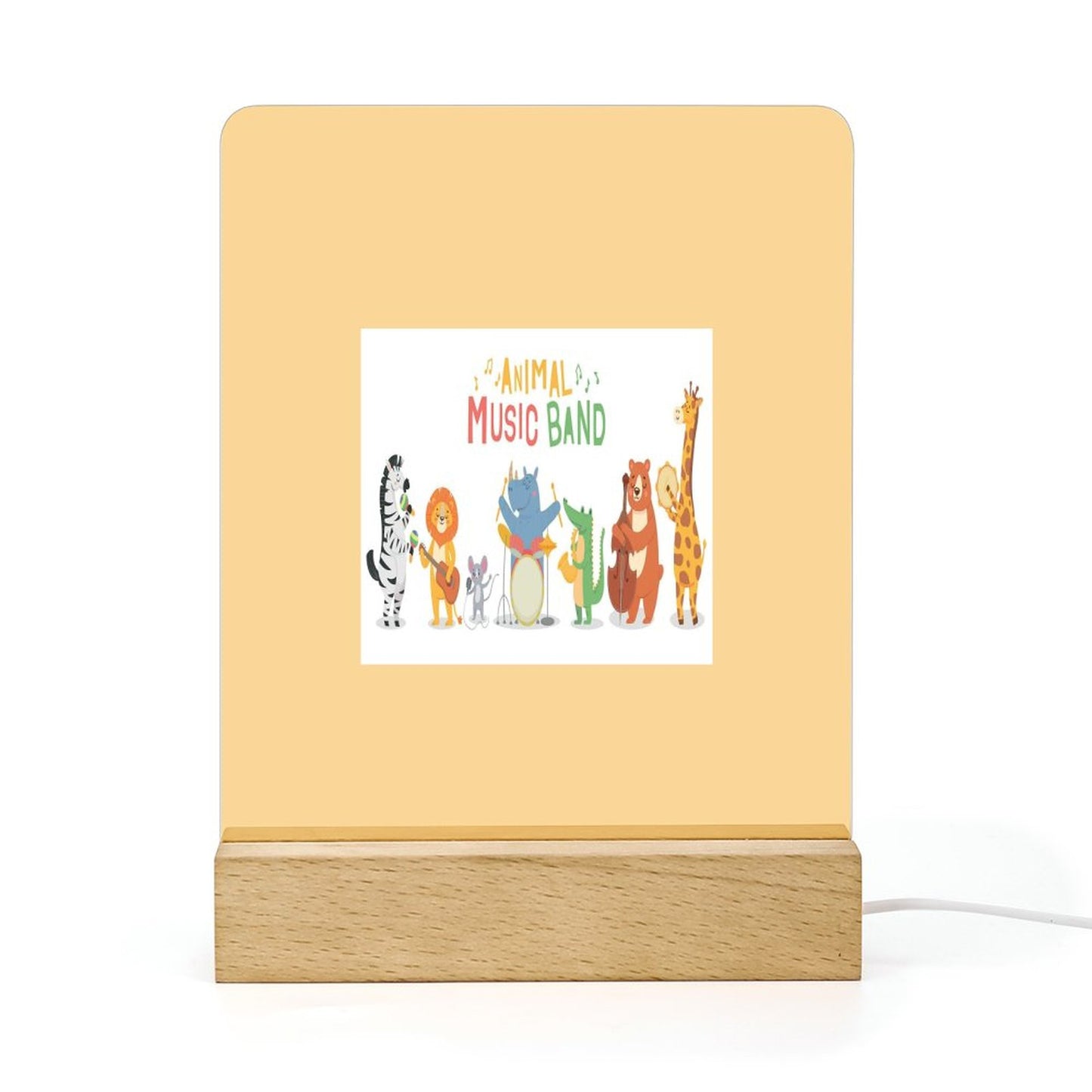 Acrylic Night Light with Wooden Base