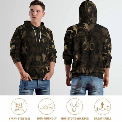 BLACK & GOLD ACCENT Men's Hoodie with Double-layer Cap-SMALL-6XL