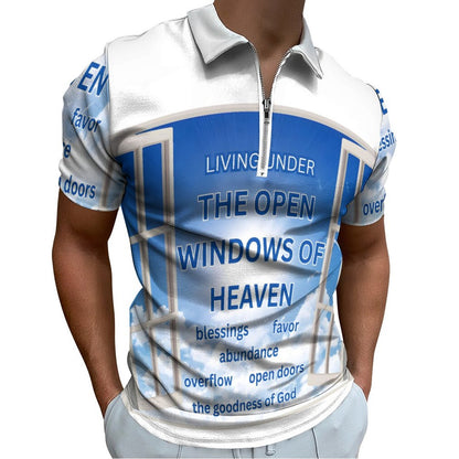 Men's Short Sleeve POLO Shirt with Zipper(All-Over Printing)