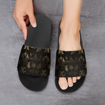 BLACK & GOLD ACCENT Unisex PVC Slippers or Slides