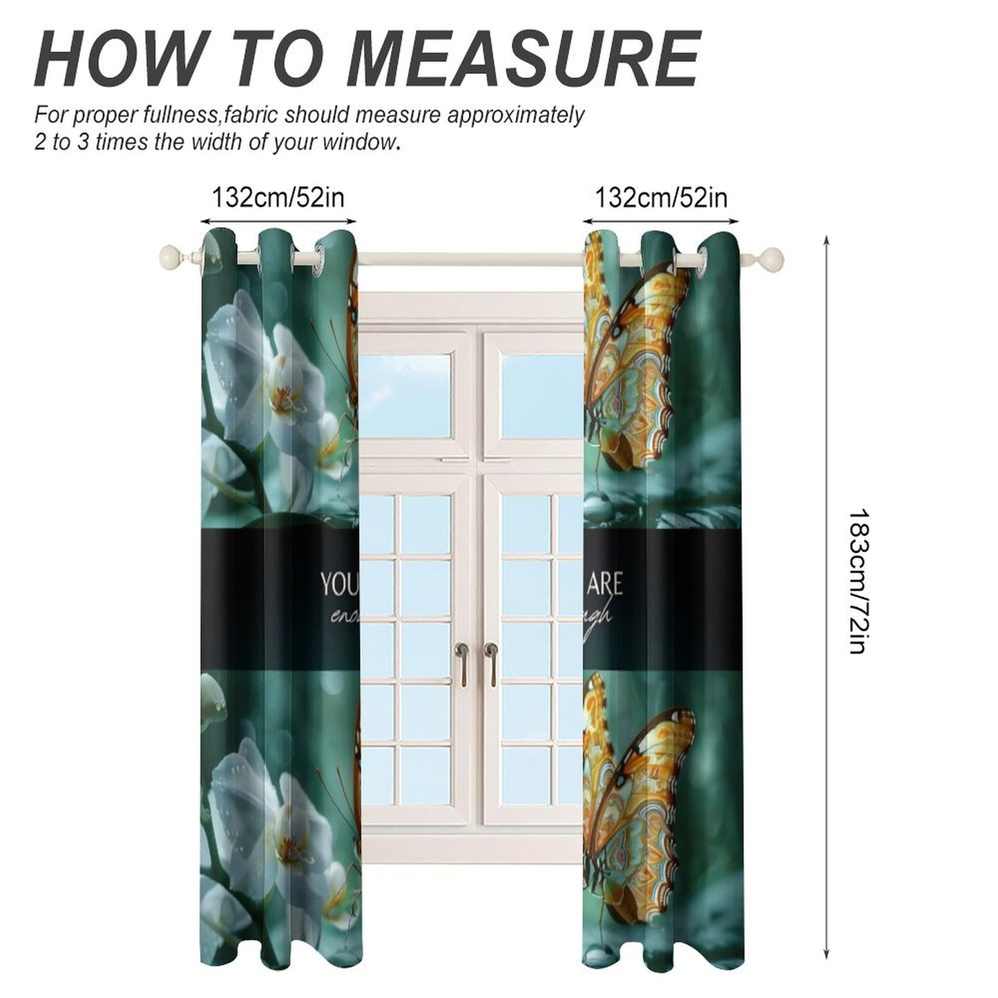 Grommet Curtain-52"x72"/ 132x183cm-YOU ARE ENOUGH