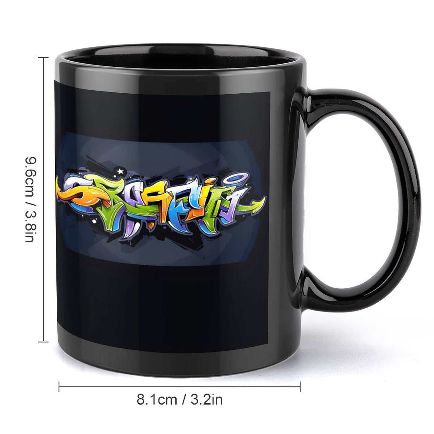 COLORFUL GRAFFITI Black Ceramic Coffee Mug