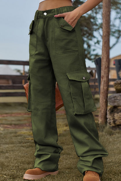 UNSEX Loose Fit Long Cargo Pants with Pockets-SMALL-2XL