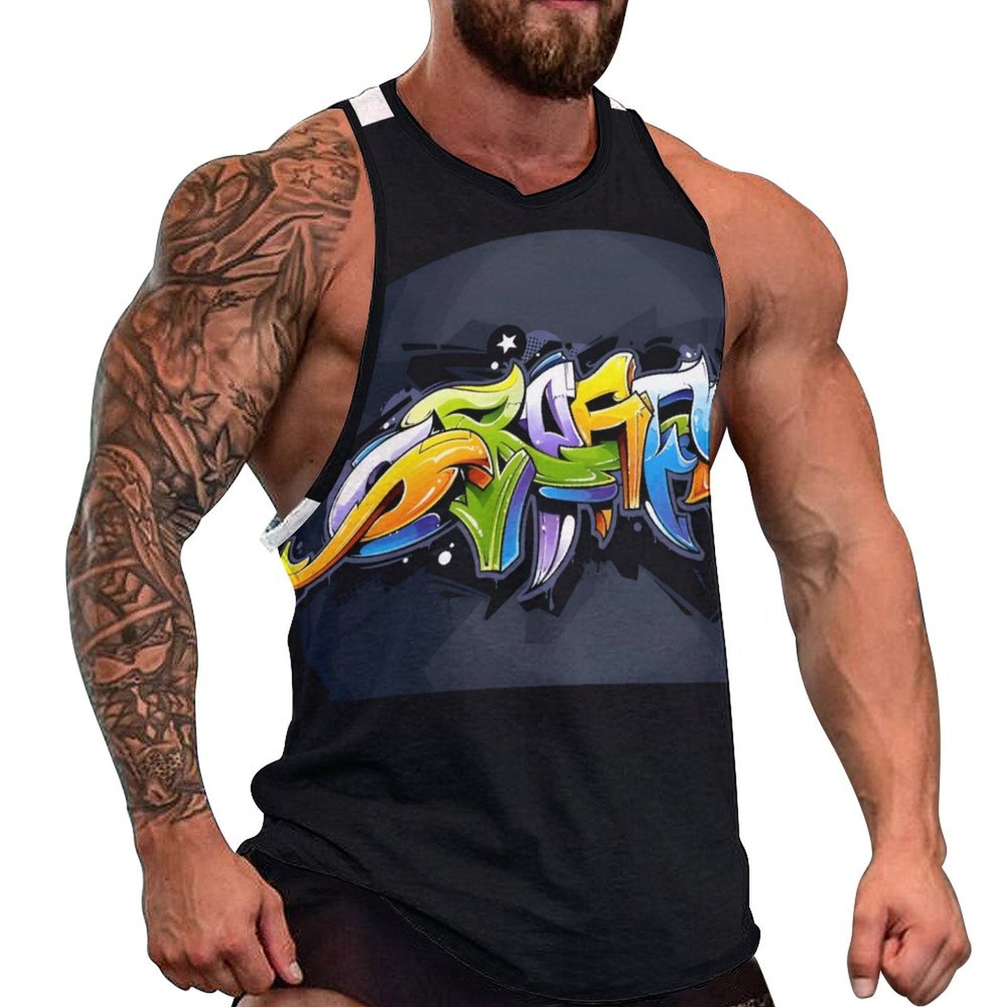COLORFUL GRAFFITI Men's Next Level Tank Top-SMALL-5XL