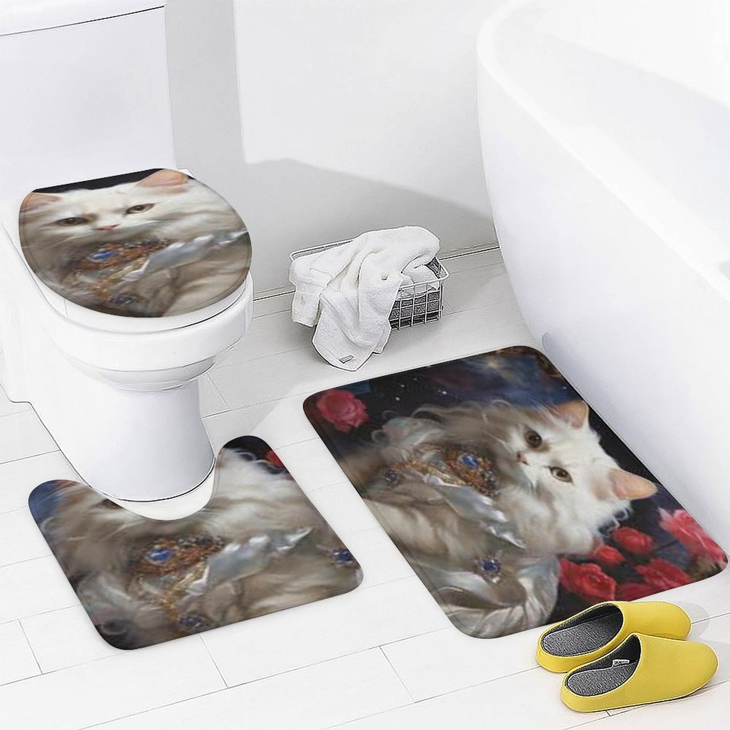 Shower Curtain Set with 3 Rugs
