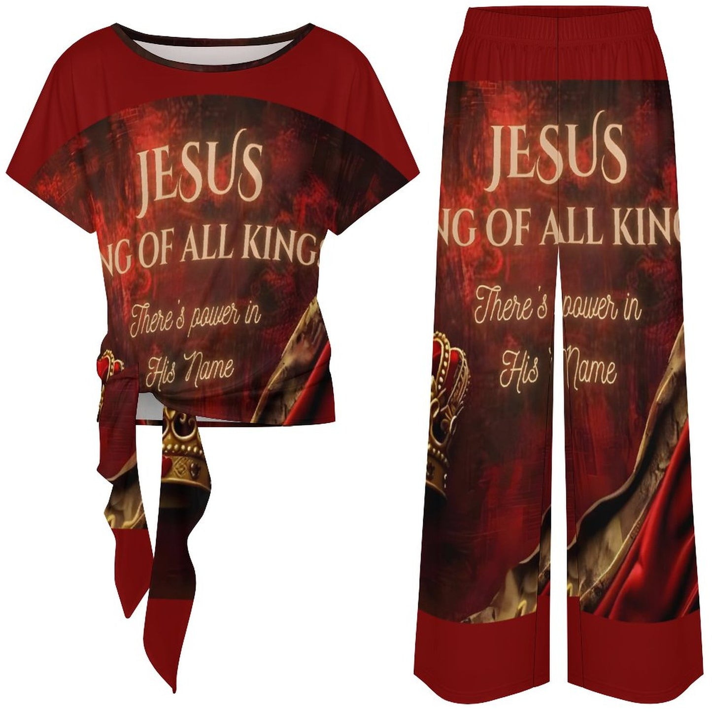 150gsm Strap Top Wide Leg Pants Set(All-Over Printing)