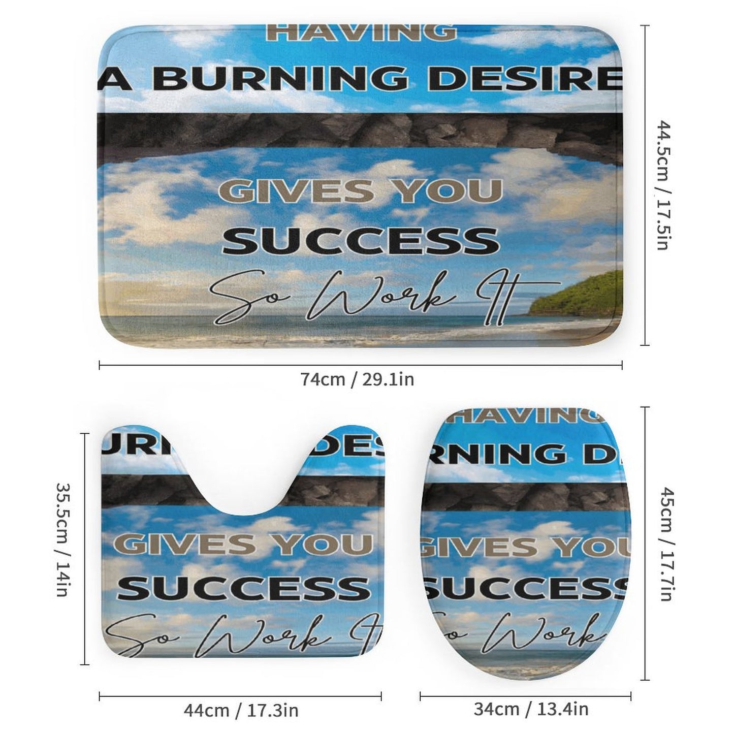 Shower Curtain Set with 3 Rugs
