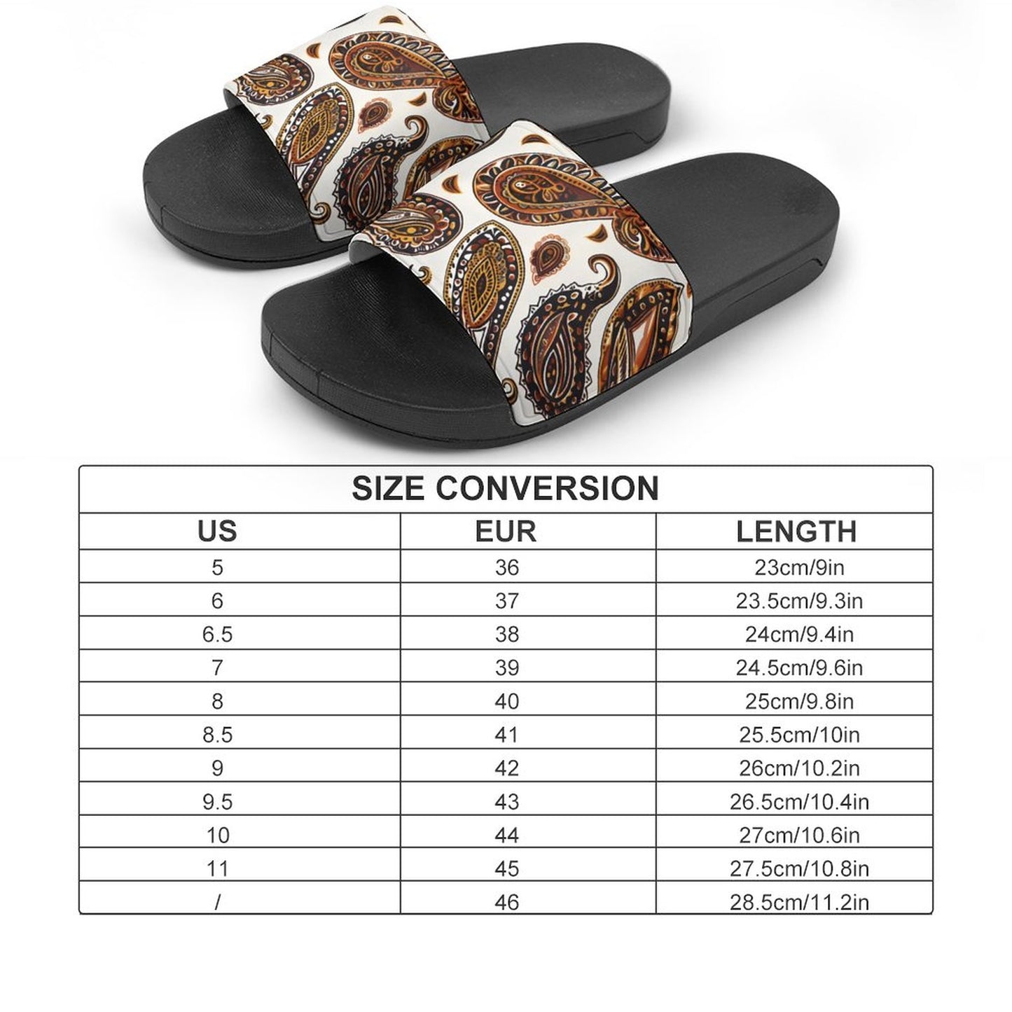 ORANGE PAISLEY  Unisex PVC Slippers or Slides
