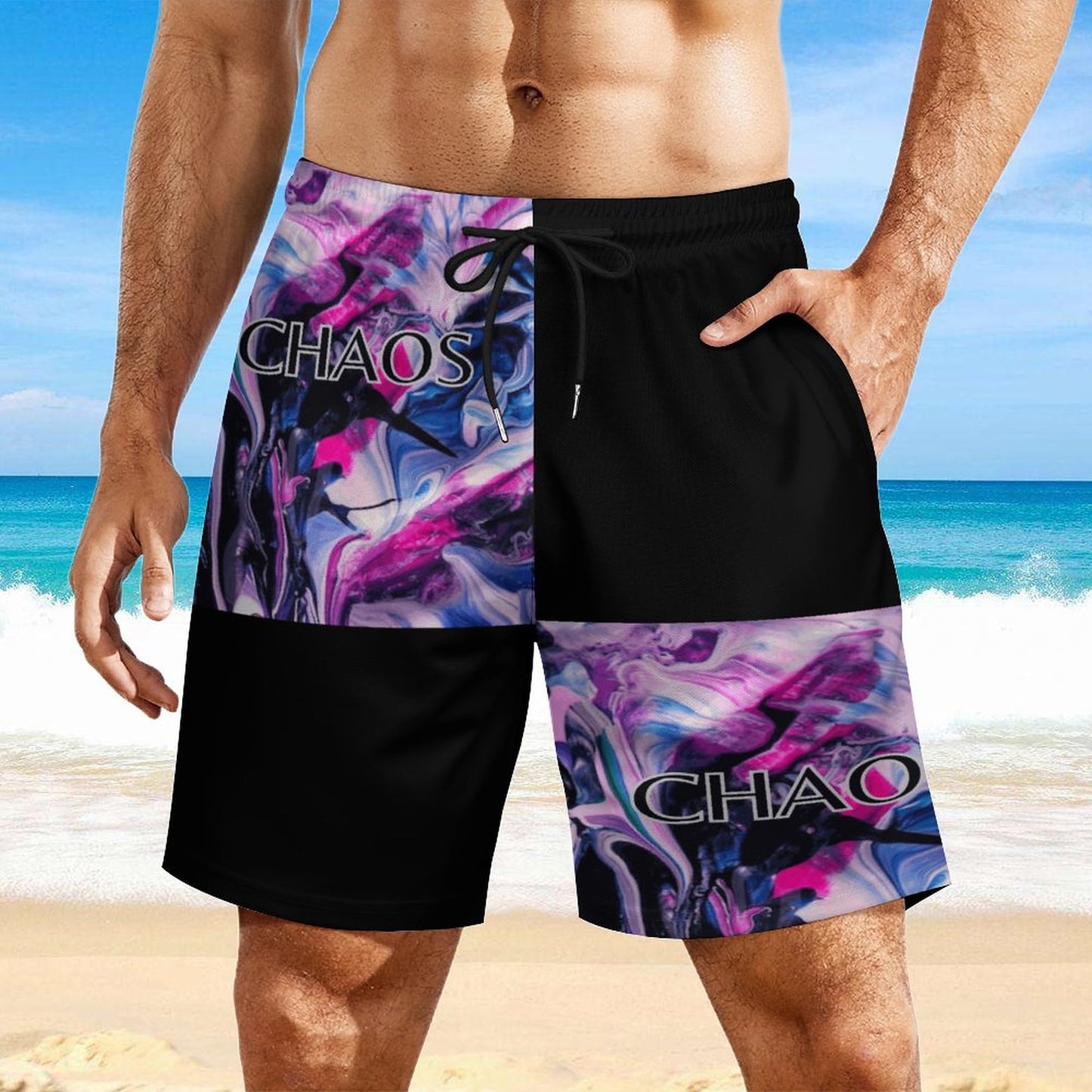 CHAOS Men's Beach/GYM Shorts with 4 Pockets-SMALL-3XL