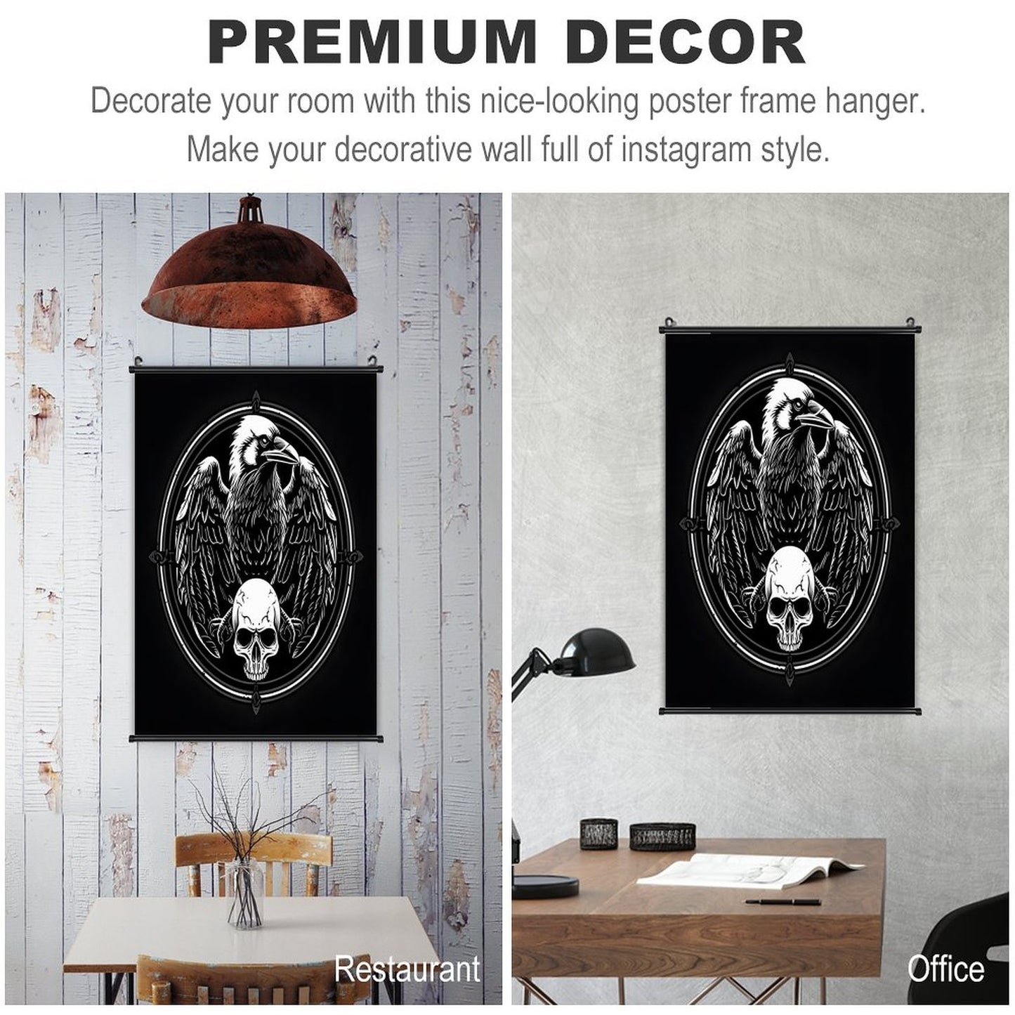 Canvas Hanging Poster with Scrolls-16"x24"/ 40x60cm-EAGLE & SKULL