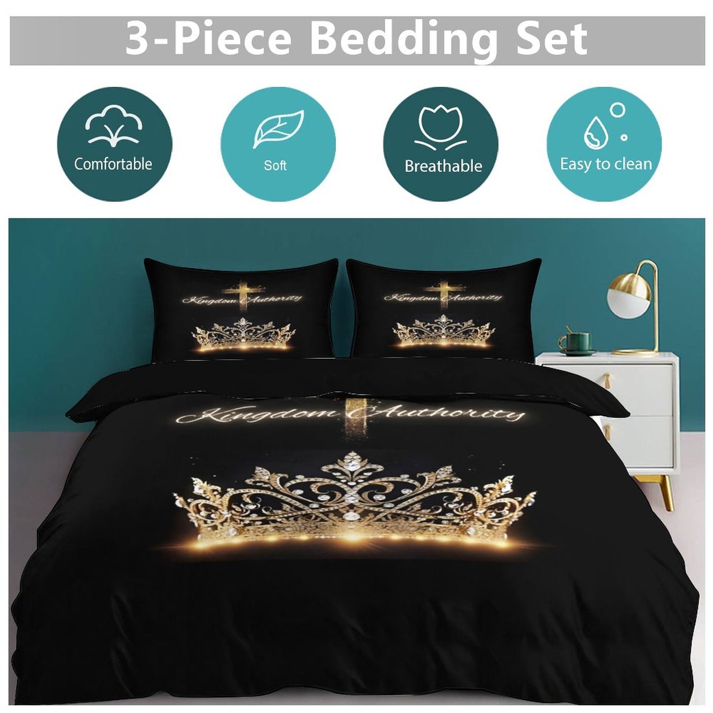 3-Piece Bedding Set-90"x90"/ 229x229cm (Dual-sided Printing)