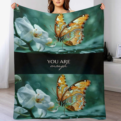 Flannel Blanket-60"x80" (Dual-sided Printing)-YOU ARE ENOUGH