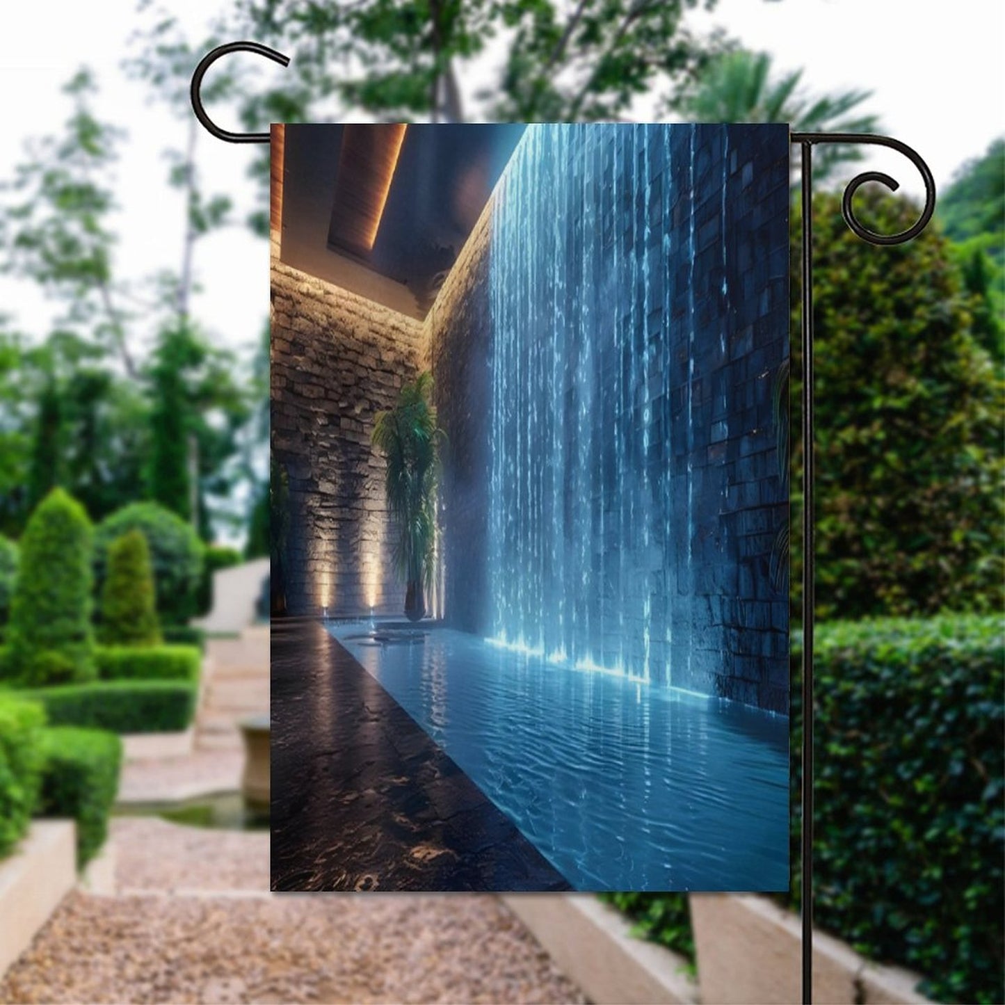 WALL WATERFALL Garden Flag (2 Pics on 2 Sides)-12"x18"