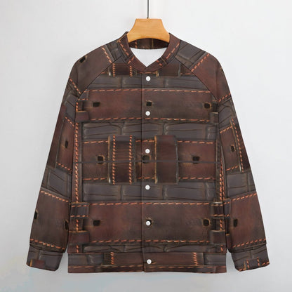 RUGGED LEATHER BUCKLE Print Men's Baseball Jacket-*2XS-6XL